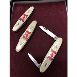 Lot Of 3 Canada Centennial Collector Knives 1967