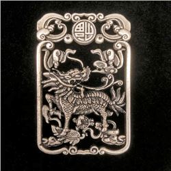 Exquisite Chinese Tibetan Silver Hand Carved Foodog Pendant