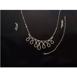 Czech Crystal Rhinestone Bridal Necklace Set