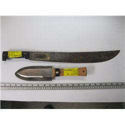 MACHETE, WOODEN HANDLED KNIFE WITH SHEATH