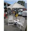 Image 1 : PAIR OF FOLDING CHAIRS WITH A TABLE & UMBRELLA