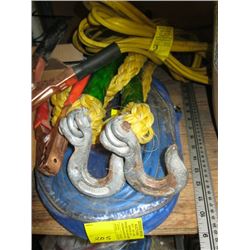 2 PAIR OF JUMPER CABLES & TOW ROPE