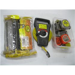 A LOT OF TAPE MEASURES, SET OF ALLAN KEYS