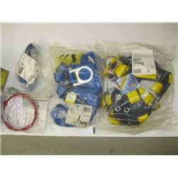 BOX WITH NEW SAFETY HARNESSES, BELTS ETC.