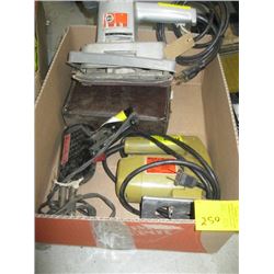 BOX WITH SANDER, JIGSAW, SOLDERING GUN ETC.