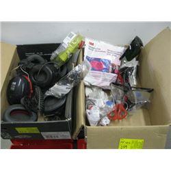 BOX OF ASSORTED SAFETY GLASSES, EARMUFFS ETC.