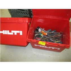 2 HILTI PLASTIC BOXES 1 WITH SCREWDRIVERS