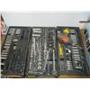 Image 1 : 3 TRAYS OF ASSORTED SOCKETS, RIDGID CORDLESS DRILL (NO CHARGER)
