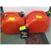 Image 1 : 2 FUEL CANS, CONTAINER OF OIL