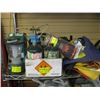 Image 1 : COLEMAN LANTERN, PROPANE BOTTLES, PROPANE SINGLE BURNER STOVE, AIR PUMP, ROPE, BAGS ETC.