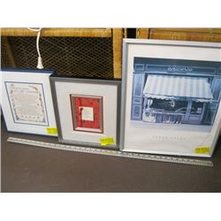 3 FRAMED PIECES PRINT, CARD & SAYING