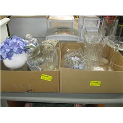 2 BOXES OF ASSORTED GLASS VASES