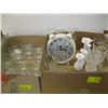 Image 1 : 2 BOXES OF MISC GLASSWARE, CRYSTAL, CLOCK ETC.