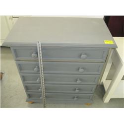 GREY 5 DRAWER CHEST OF DRAWERS