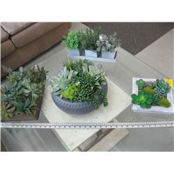 4 PLANTERS WITH ARTIFICIAL PLANTS