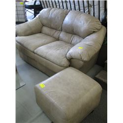 LEATHER LOVESEAT & FOOT STOOL