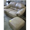 Image 1 : LEATHER LOVESEAT & FOOT STOOL