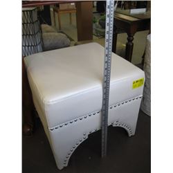 WHITE UPHOLSTERED FOOT STOOL