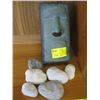 Image 1 : A LOT OF ROCK CANDLES, TISSUE BOX, HAMPER BOX