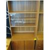 Image 1 : TEAK SHELF UNIT WITH GLASS SLIDING DOORS