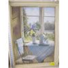 Image 1 : FRAMED PRINT OF "WITH TABLE & CHAIRS LOOKING OUT WINDOW"