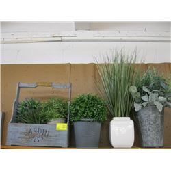 4 PLANTERS WITH ARTIFICIAL PLANTS