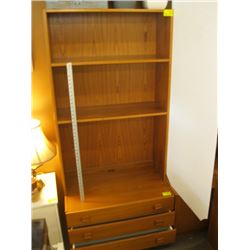 TEAK BOOKSHELF WITH 3 DRAWERS