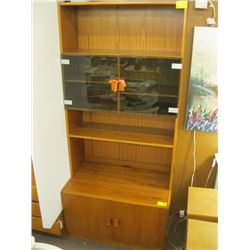 TEAK BOOKSHELF WITH GLASS DOORS