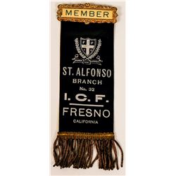 Italian Catholic Federation Membership Ribbon/Badge, Fresno   (110514)