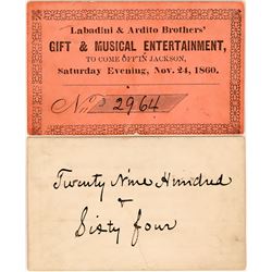 Gold Rush Musical Entertainment Ticket, Jackson, CA  (119122)