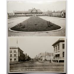 Idaho Falls, Oregon Short Line Train Depot, and Broadway Street, Real Photo Post Cards  (117971)