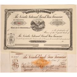 Rare Nevada National Bank of San Francisco Stock & Revenue Check  (113339)