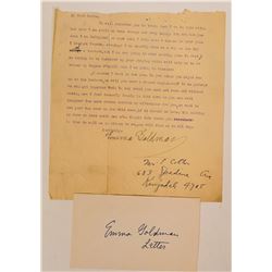 Signed Letter from Anarchist Author Emma Goldman to Pianist Anton Rovinsky  (117337)