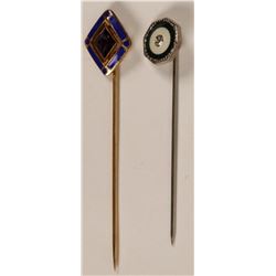 Art Nouveau Style Stick Pins with Jewels- 2 Choice Examples  (120041)