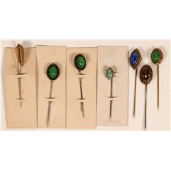 Cabachon Elipse Stone Stick Pins (Lots of 7)  (120048)