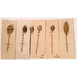 Vintage Gold-Tone Stick Pins in the Style of the  Late Victorian Period (Lot of 6 pins)  (120040)