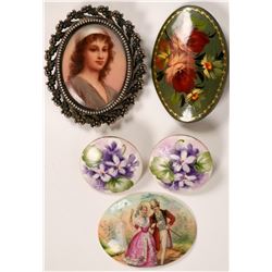 Hand Painted Enamel Brooches, Earrings  (119200)