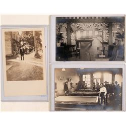 Pool Halls, Billiards; Set of three real photo postcards; two interior, one exterior  (117986)