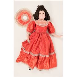 Caucasian Porcelain Doll With Red Dress  (119621)