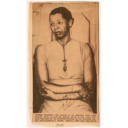 Autographed Ethel Waters Newspaper Clipping of Portrait by Luigi Lucioni  (118876)