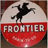 Image 1 : Frontier Gasoline "Rarin'-To-Go" Large (6 foot)  Enamel  Cowboy Sign - Rare!  (108313)