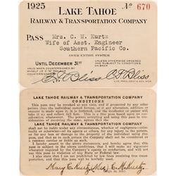 Lake Tahoe Railway & Transportation Co. Annual Pass  (113289)