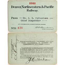 Denver, Northwestern & Pacific Railway Annual Pass  (113300)