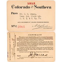 Colorado & Southern Railway Annual Pass  (113296)