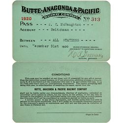 Butte, Anaconda & Pacific Railway Company Annual Pass  (113293)