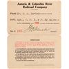 Image 1 : Astoria & Columbia River Railroad Co. Annual Pass  (113294)