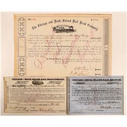 Chicago & Rock Island Rail Road Co Certificates, 3 Signature Pieces  (111110)