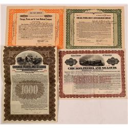 Chicago, Peoria & St. Louis Railroad Co Bonds (2) Plus Two Unknown Stock Trust Certificates  (111219