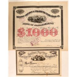 Boston, Clinton & Fitchburg Railroad Co Stock and Bond Certificates (2)  (111107)
