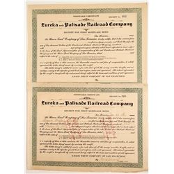 Eureka & Palisade Railroad Co -1st Mortgage Bond receipt  (83858)